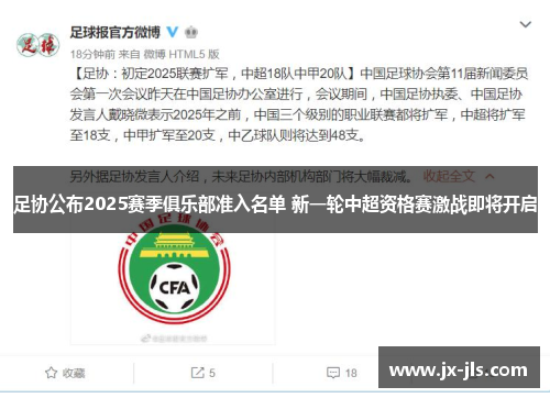足协公布2025赛季俱乐部准入名单 新一轮中超资格赛激战即将开启